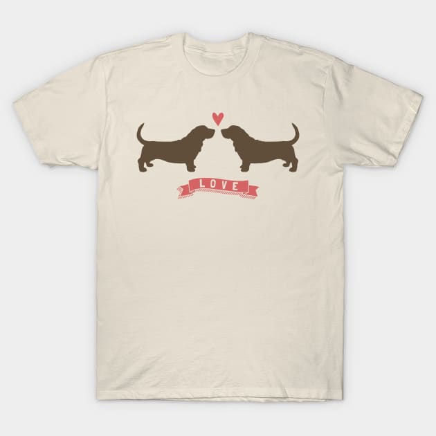 Basset Hounds in Love T-Shirt by Coffee Squirrel